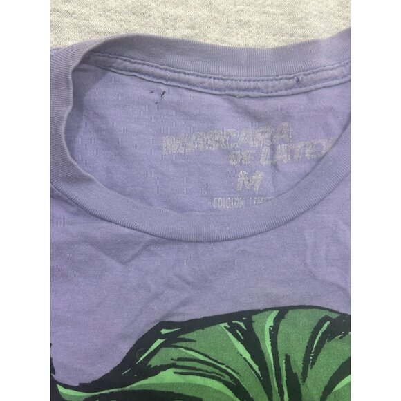 Mascara De Latex T-Shirt Men's Size Medium Joker Print Graphic Pullover Purple - Picture 2 of 7